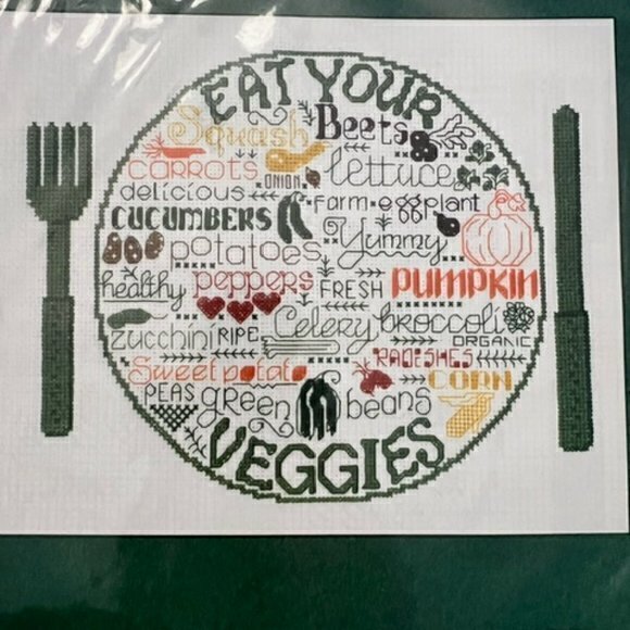 Imaginating Inc. Let's Eat Veggies #2869 K Cross Stitch Kit Sampler 2013 NEW Fun - Picture 2 of 6